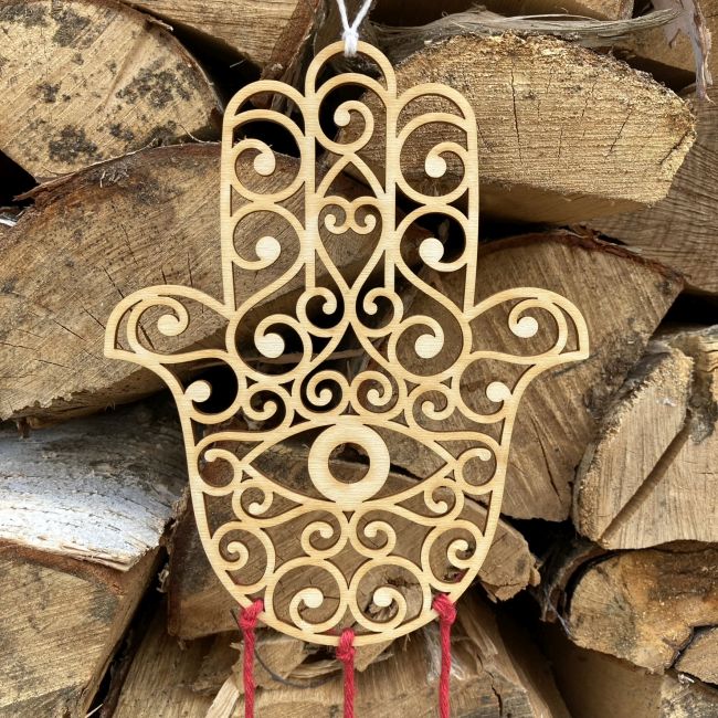 Dřevěný výřez - Hamsa