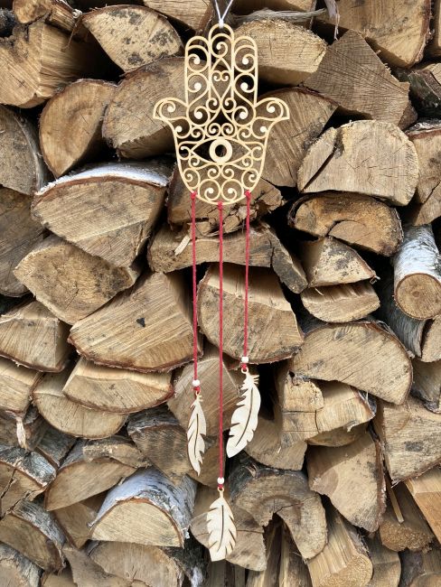 Dřevěný výřez - Hamsa